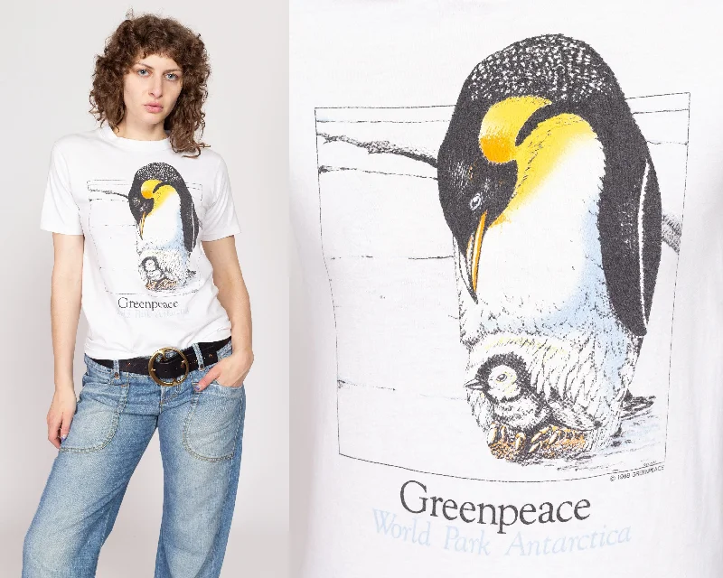 Small 80s Greenpeace Emperor Penguin T Shirt