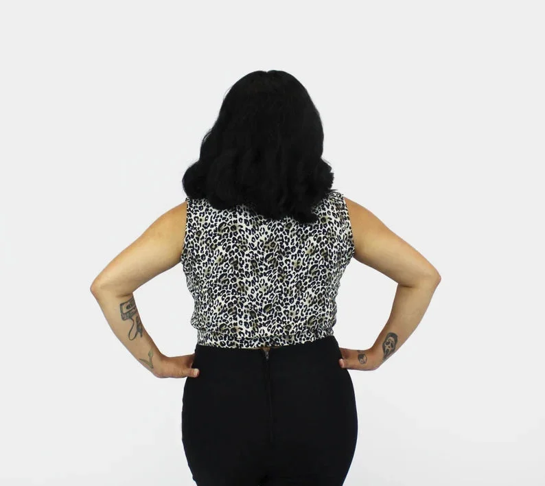 Leopard Sleeveless Tie Crop Top #LKT