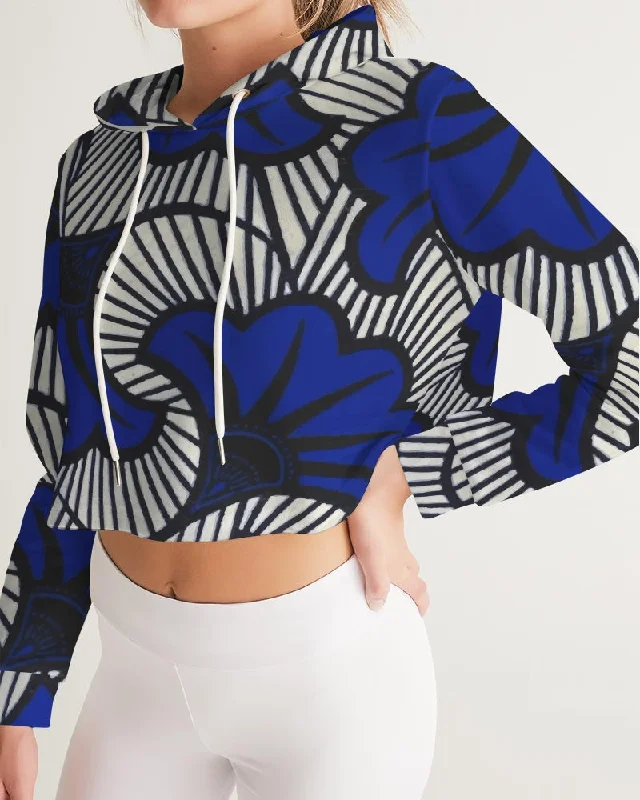 AKH African Fleurs Bleues Women's Cropped Hoodie