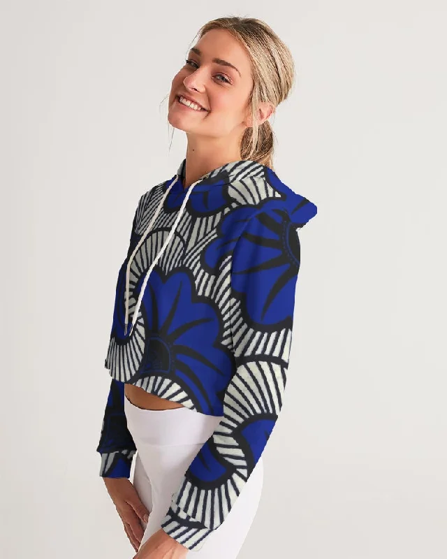 AKH African Fleurs Bleues Women's Cropped Hoodie