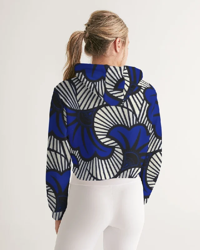 AKH African Fleurs Bleues Women's Cropped Hoodie