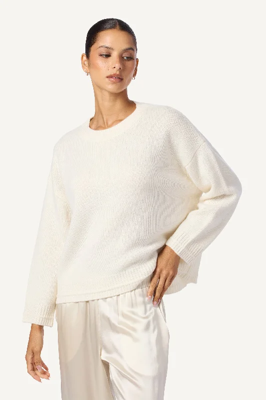 ALSTON CASHMERE BOYFRIEND CREWNECK | GARDENIA