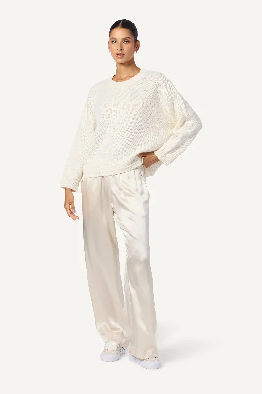 ALSTON CASHMERE BOYFRIEND CREWNECK | GARDENIA