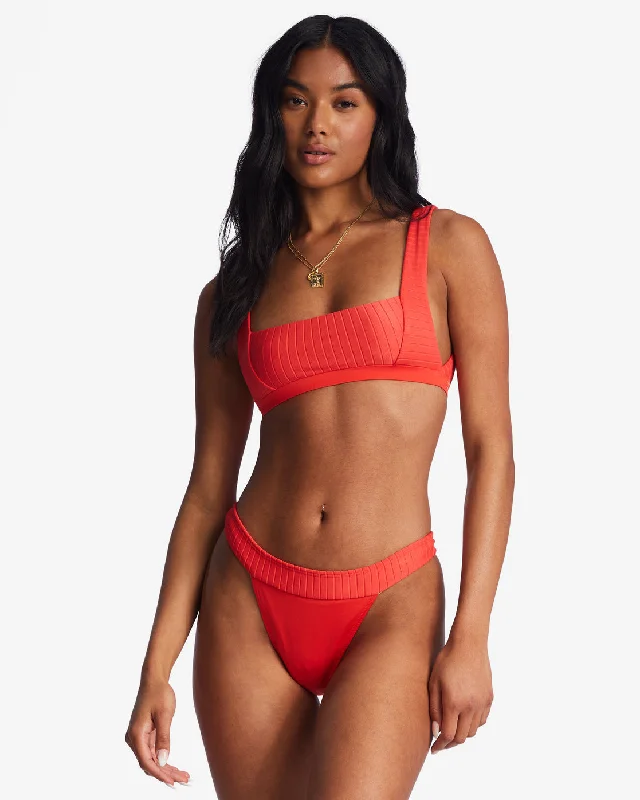 Lined Up Tank Bikini Top - Bright Poppy