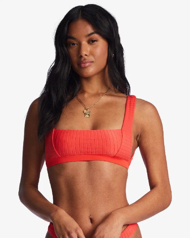 Lined Up Tank Bikini Top - Bright Poppy