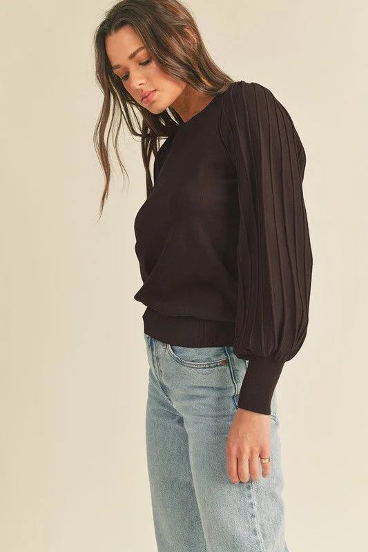 Lydia Ruffle Brown Sweater