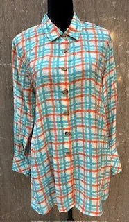 Shirt Button Front-Multi Color 3/4 Cuffed SleeveWomen's M33210bm