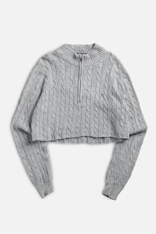 Rework Crop Knit Sweater - L