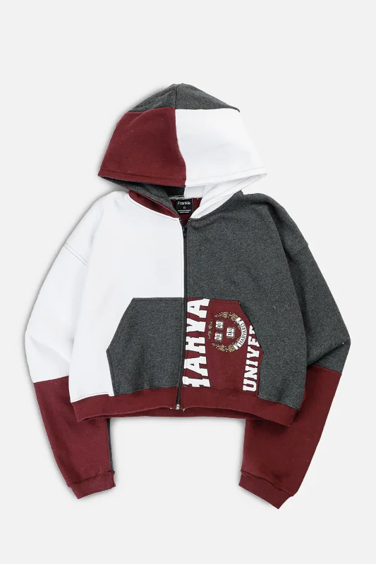 Rework Varsity Crop Zip Hoodie - L