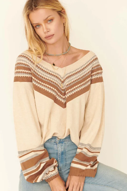 Say Anything Multicolor Wide V-Neck Sweater