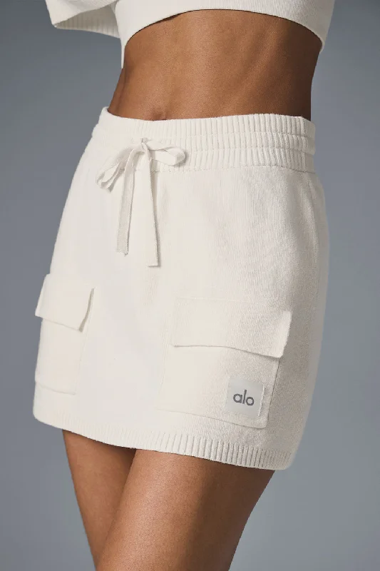 Scholar Knit Cargo Skirt - Ivory