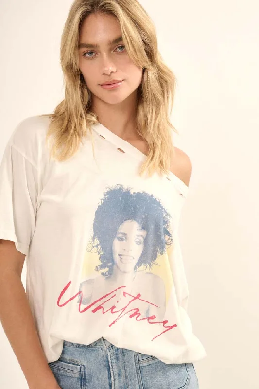 Whitney Houston Portrait Distressed Graphic Tee