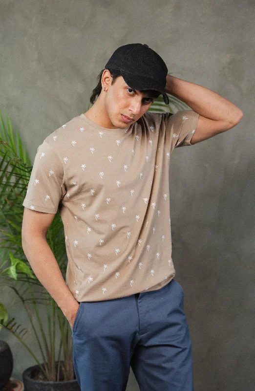 Khaki All Over Printed Tee Shirt