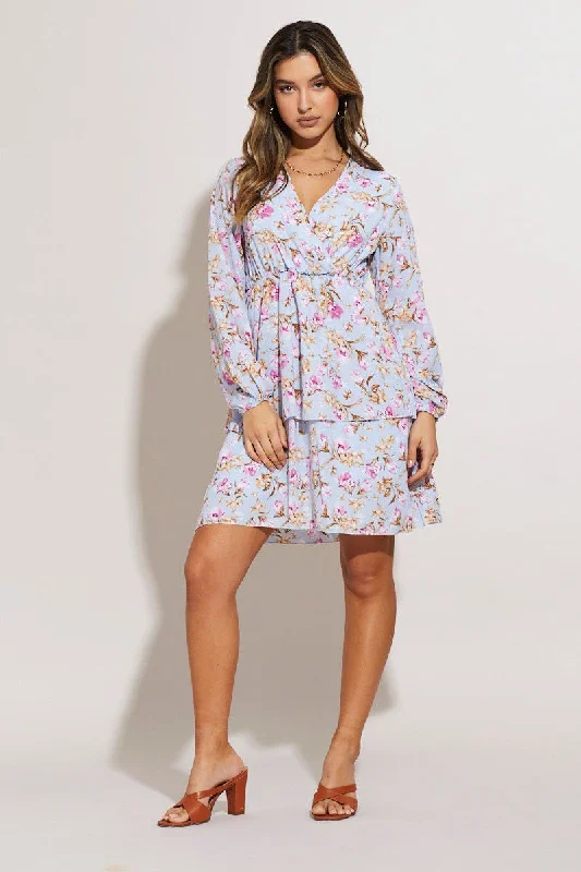 Print Mini Dress Long Sleeve