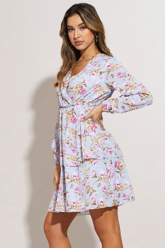 Print Mini Dress Long Sleeve