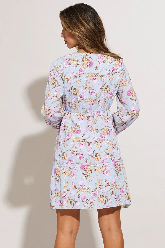 Print Mini Dress Long Sleeve