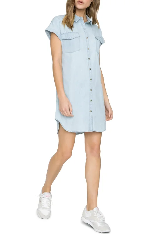 Sanctuary Women's Sunset  Cotton Tencel Shirtdress, Blue, Large