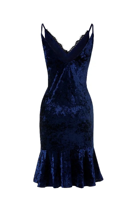 Velvet Cami Dress Navy