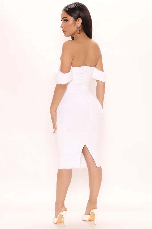 Bad For The Night Bandage Midi Dress - White