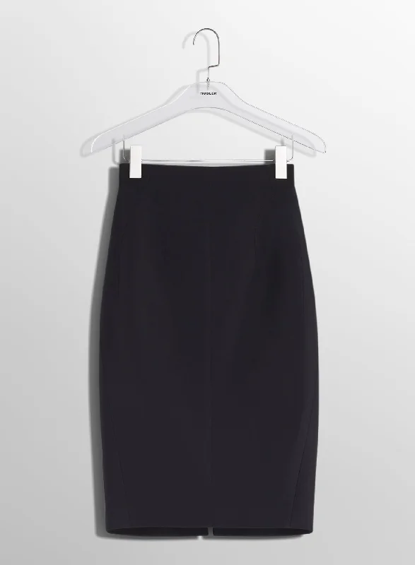 black buckled tailored skirt