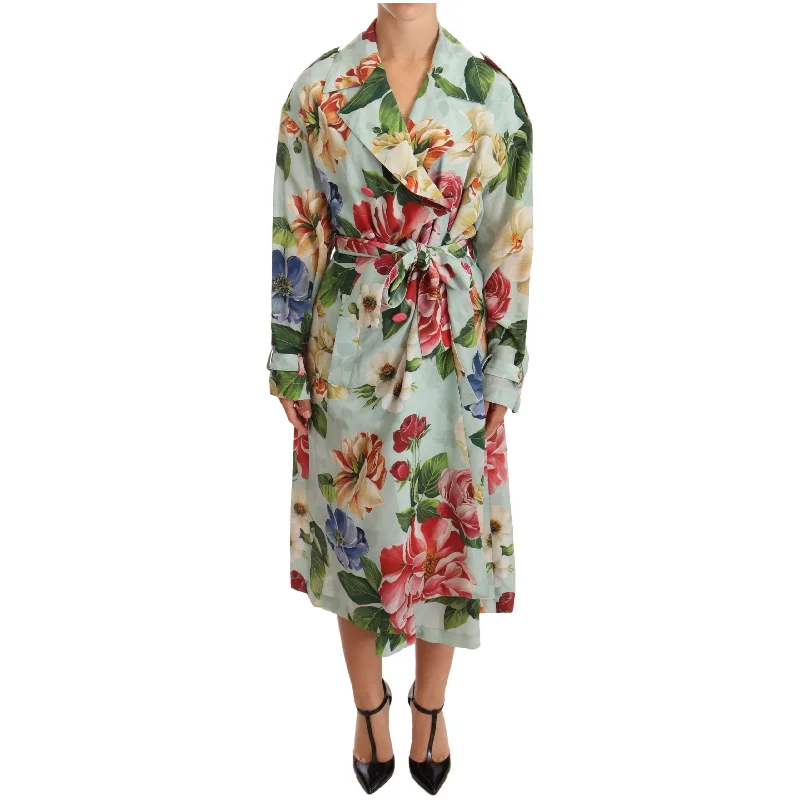 Dolce & Gabbana Elegant Floral Silk Trench Coat