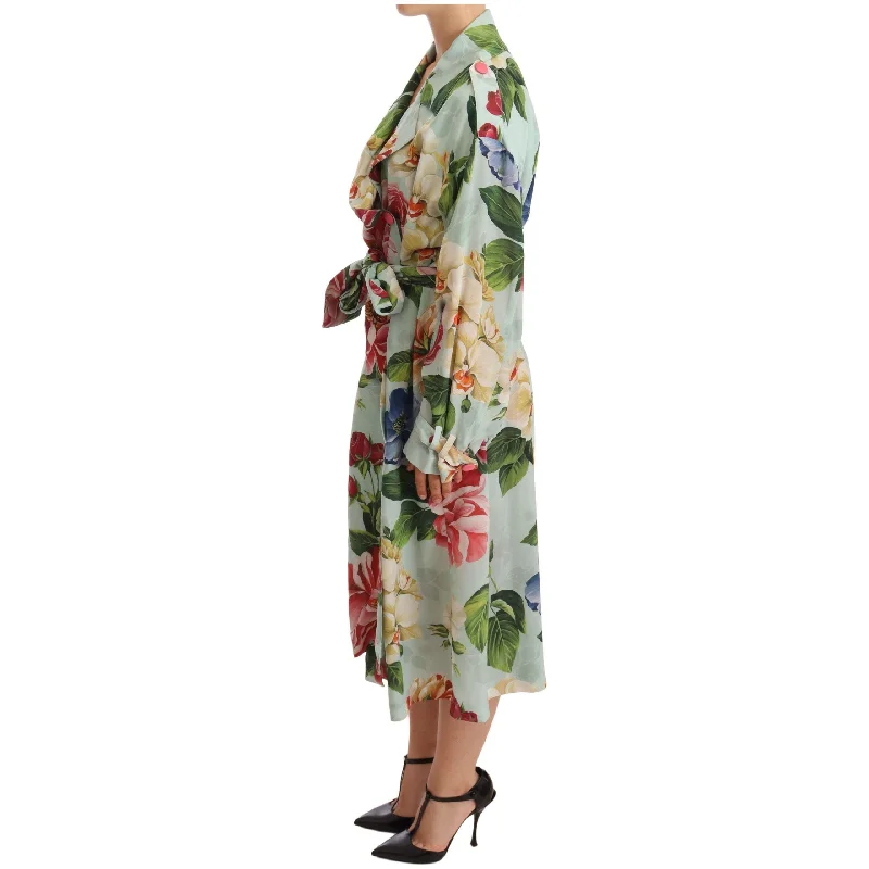 Dolce & Gabbana Elegant Floral Silk Trench Coat