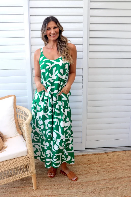 Kate Maxi in Ocean Abstract Green