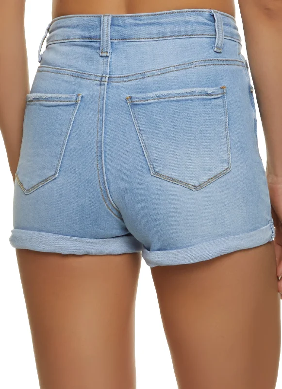 WAX Button Up Denim Shorts