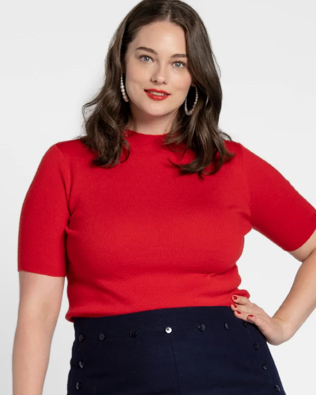 Marie Merino Mock Neck Red