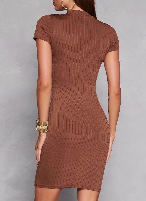 Daisy Ribbed Knit Midi T Shirt Dress