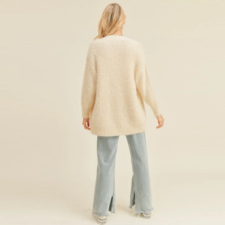 Mohair Blend Knit Cardigan (Cream)