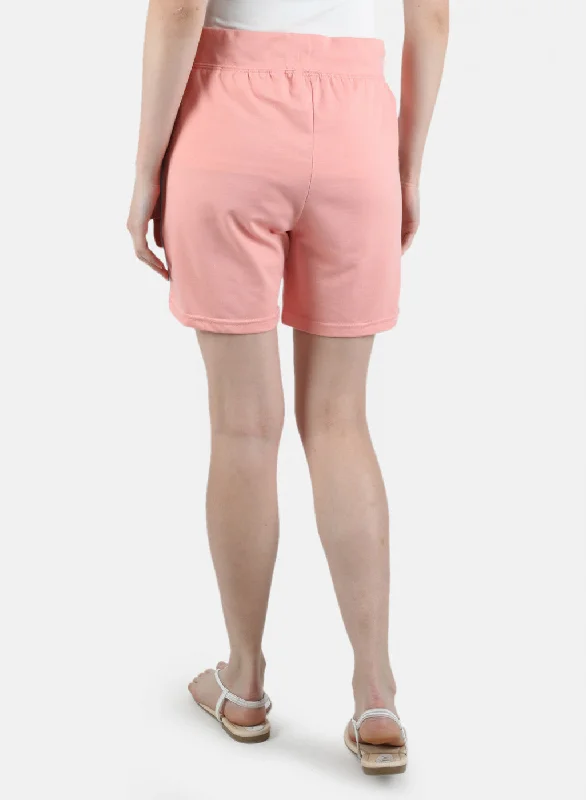 Women Peach Plain Short