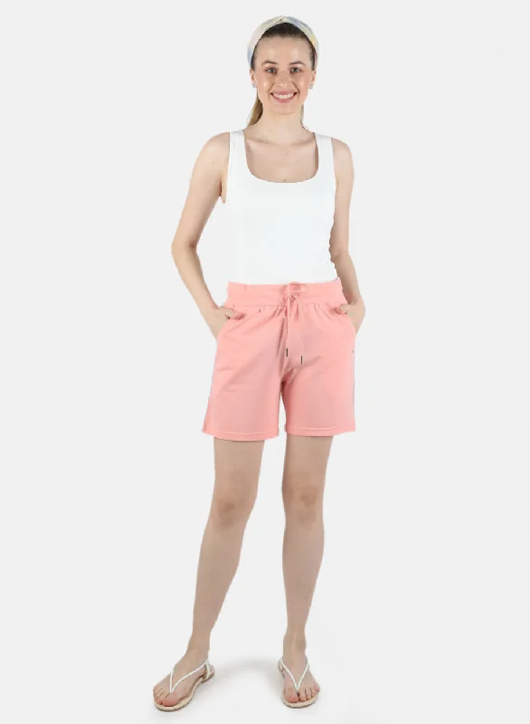 Women Peach Plain Short