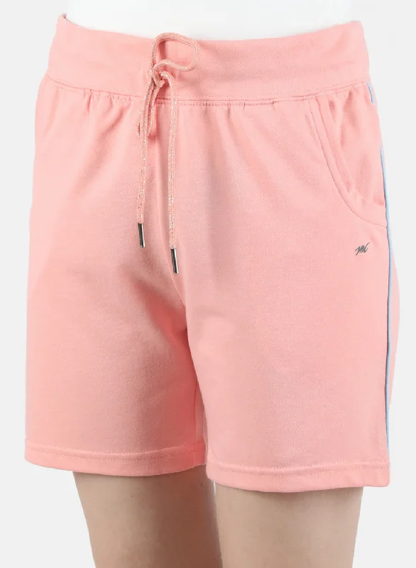 Women Peach Plain Short