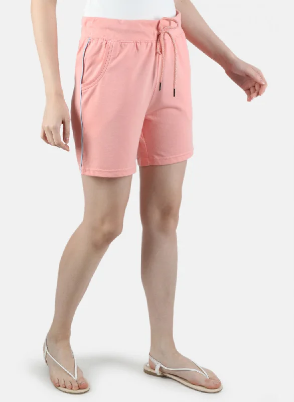 Women Peach Plain Short