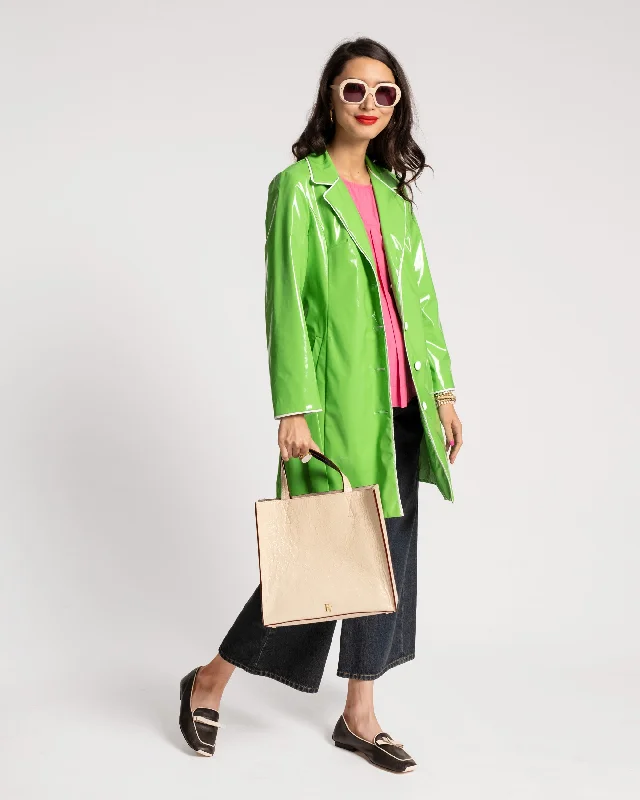 Morton Rain Coat Vegan Leather Green Oyster