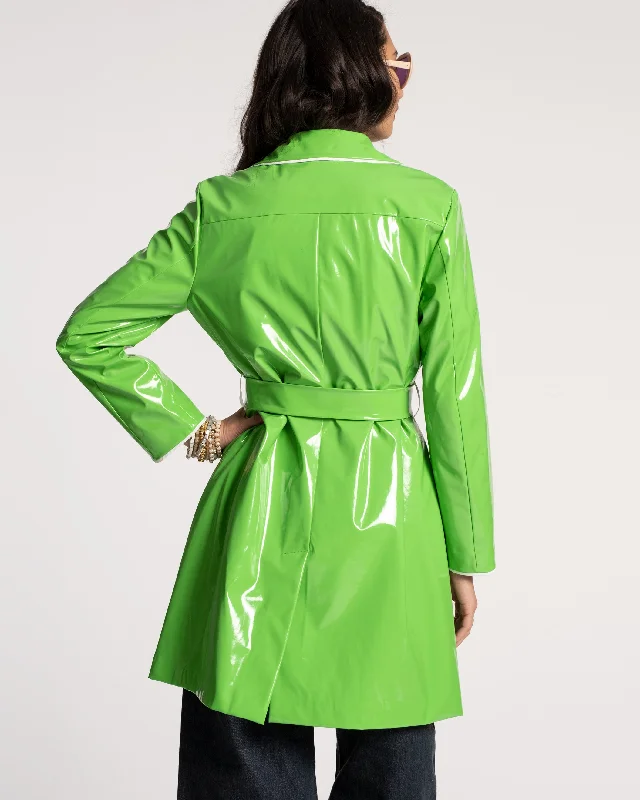 Morton Rain Coat Vegan Leather Green Oyster