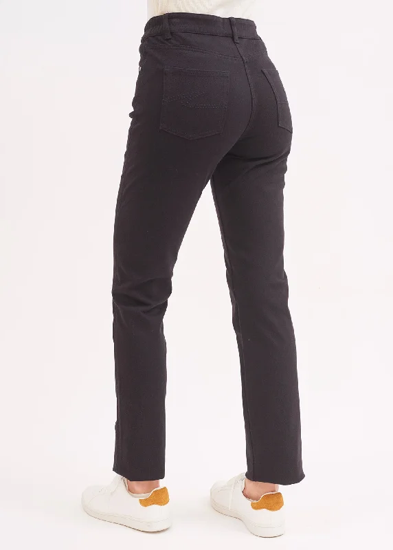 Patricia straight jeans - elasticated waist, in stretch cotton (BLACK)