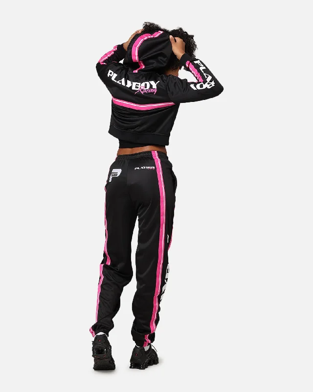 Playboy Women's Racing 1953 Cropped Zip Jacket Black