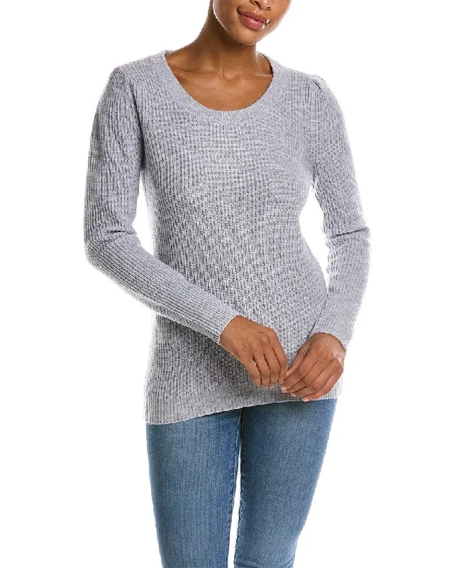 Qi Cashmere Puff Sleeve Wool & Cashmere-Blend Sweater