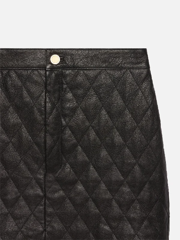 Quilted Leather Skirt -- Black