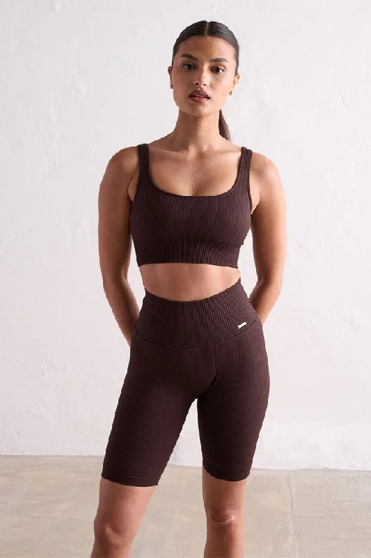 Ribbed Seamless Biker Shorts | Cacao