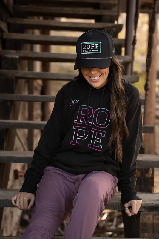 ""Rope Like A Girl"" Black w/ Multi Color Logo Hoody