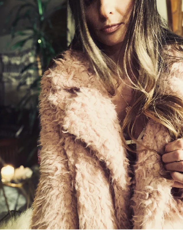 Shaggy Crop Jacket in Dusty Pink