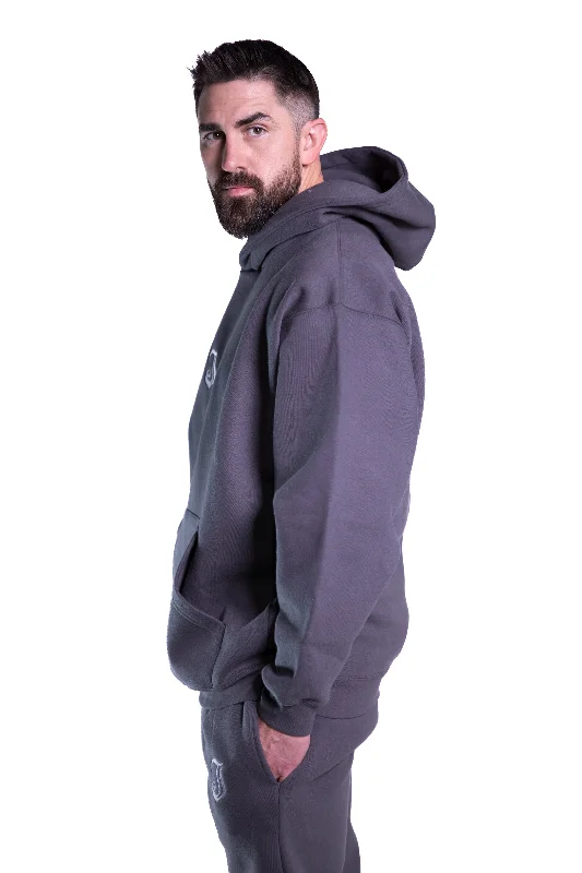 Unisex Inked Logo Embroidered Hoodie -Grey