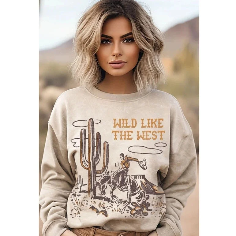 Women's ""Wild Like The West"" Graphic Sweatshirt in Oatmeal