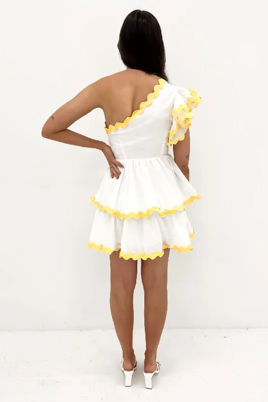 Xylah Mini Dress White Yellow