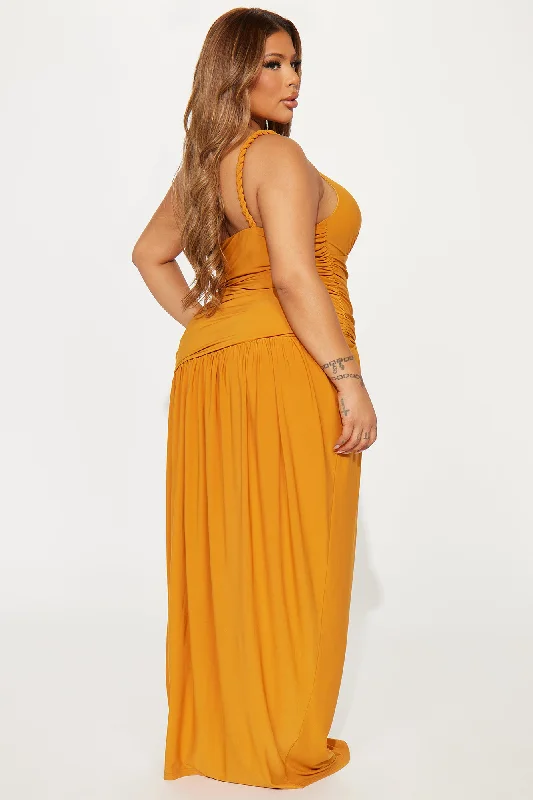 Alessia Ruched Maxi Dress - Cognac