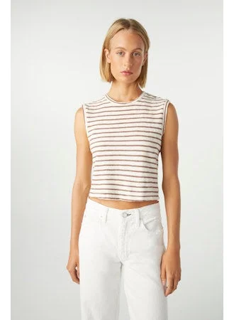 Amo Sleeveless Babe Tee Ivory Stripe