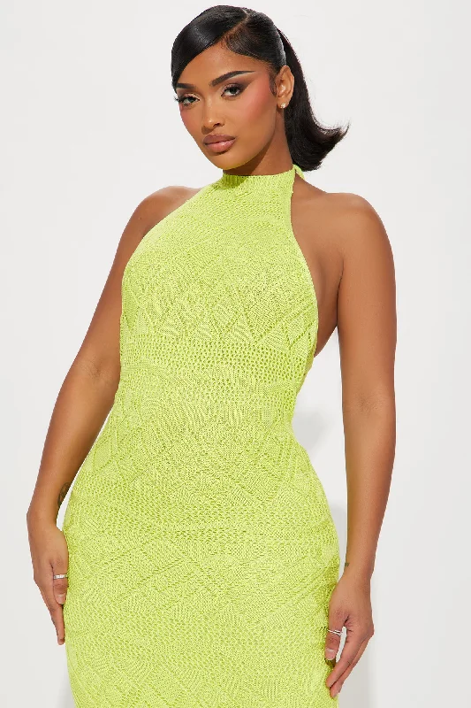 Anna Crochet Maxi Dress - Lime